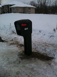 Plastic Box - Step2 Brand - Mailmaster Plus - Black - Installed In Cement - Pressure Treated Wood Post - $200